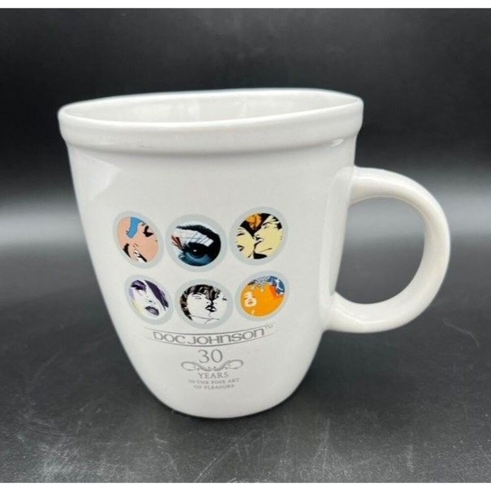 Doc Johnson Mug 30 Years in the Fine Art of Pleasure White Ceramic Coffee Cup